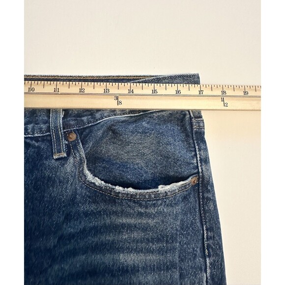 Levi's Athens Ranks 501 Distressed Button‎ Fly Straight Crop Jeans Women 32 X 26 - Picture 12 of 14